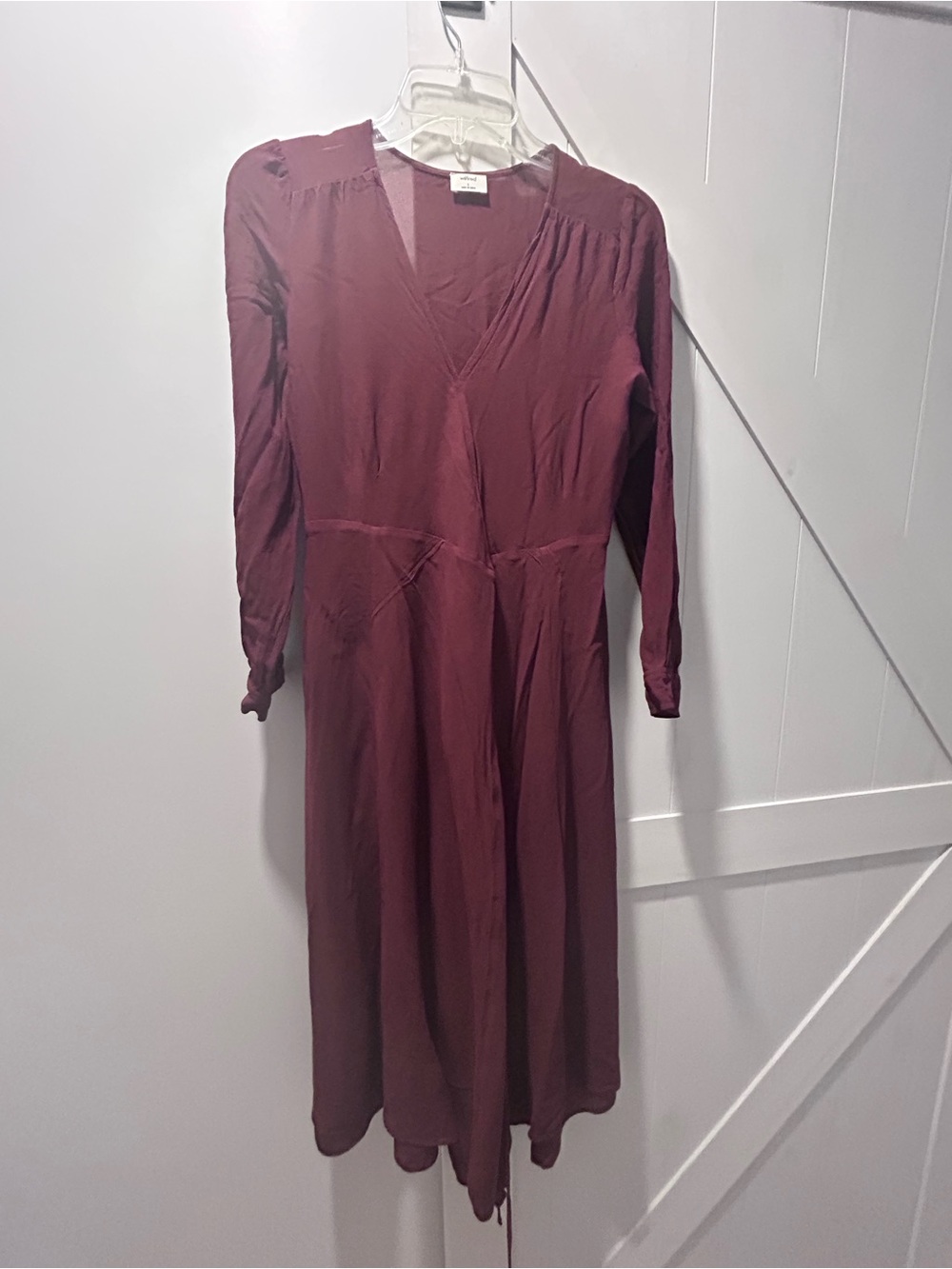 Wilfred Dress – Burgundy Long Sleeve Midi Size Small